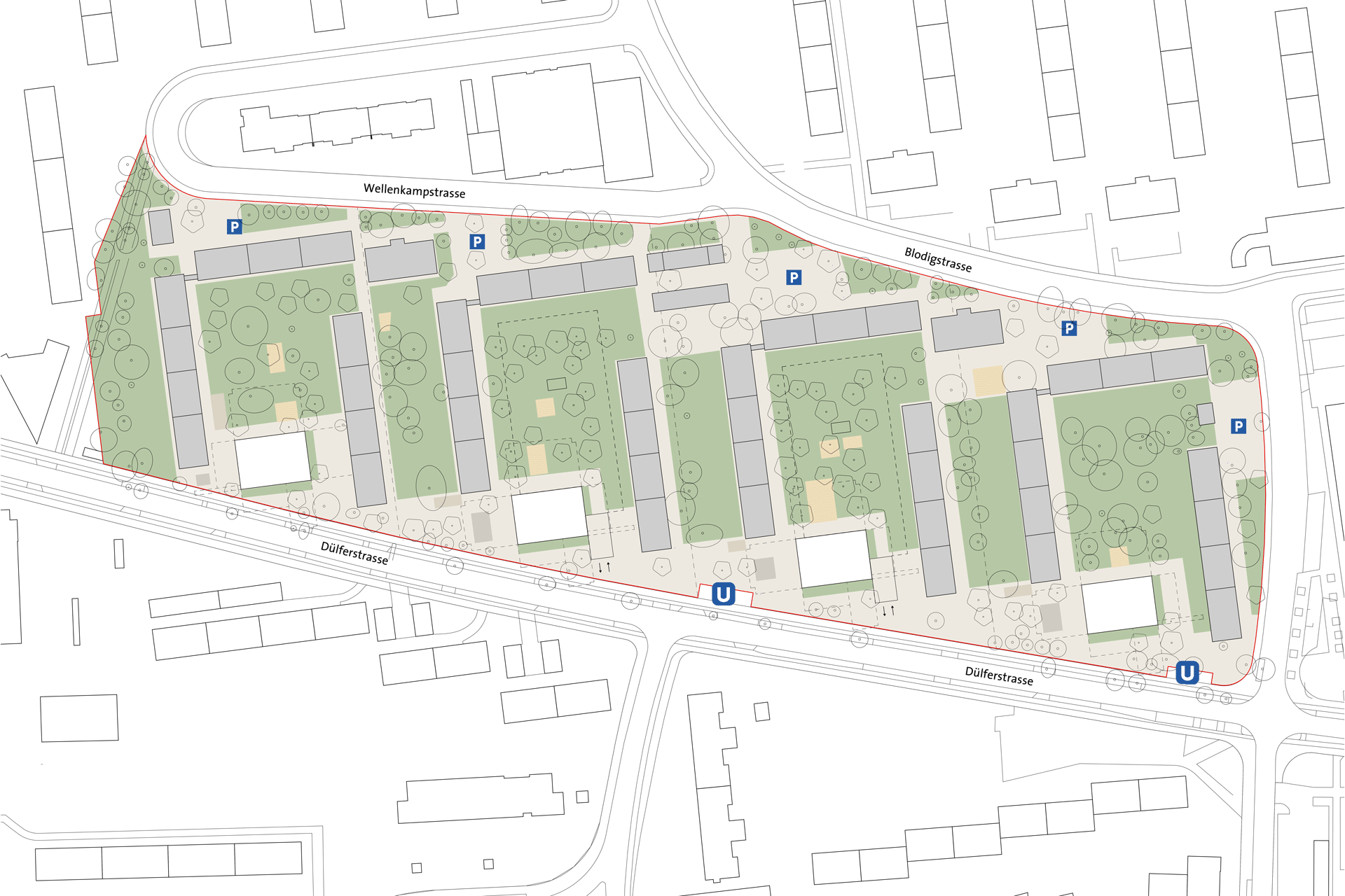 DIBAG Dülferstraße München Neubau Freiflächenplan